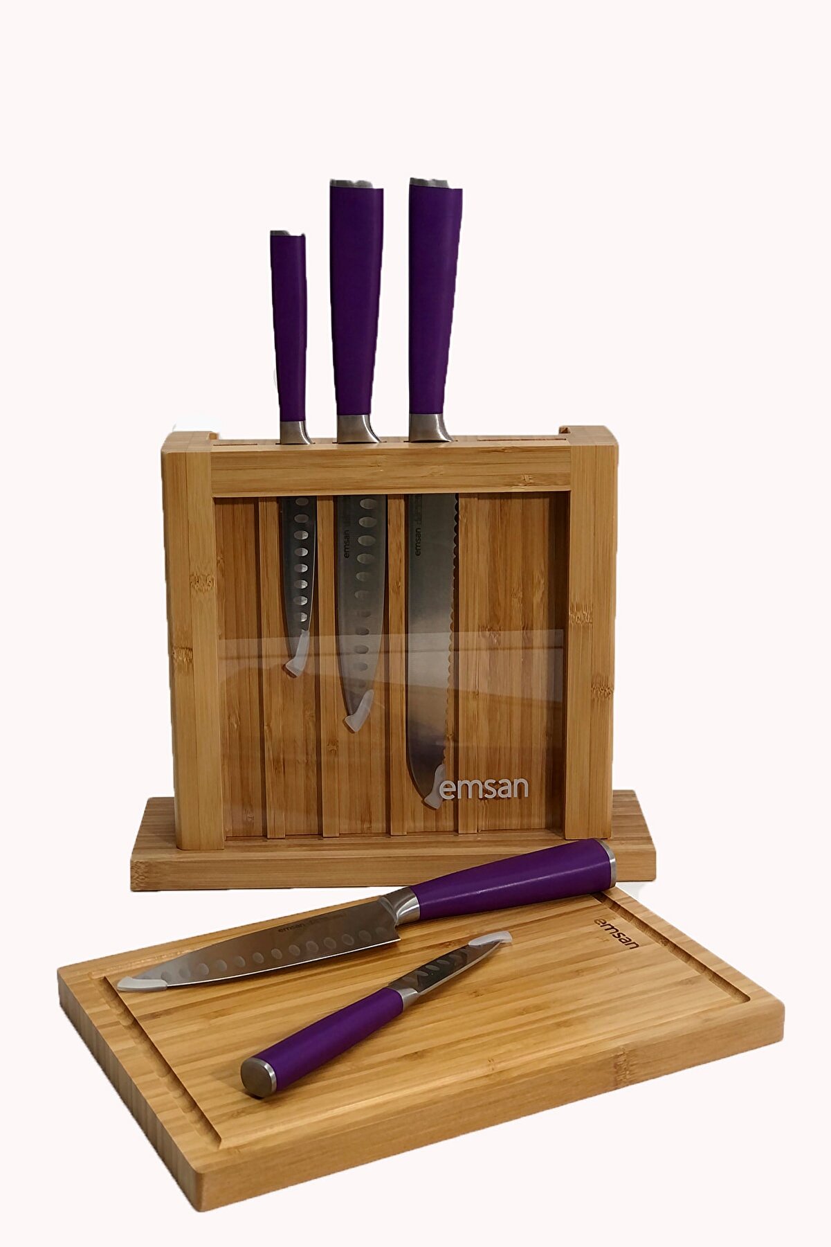 ست چاقوی آشپزخانه 7 پارچه امسان مدل Emsan Matriks Mor